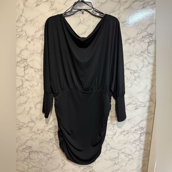 NEW Nordstrom Open Edit Black Cowl Neck Dolman Sleeve Cocktail Dress L - Picture 9 of 9